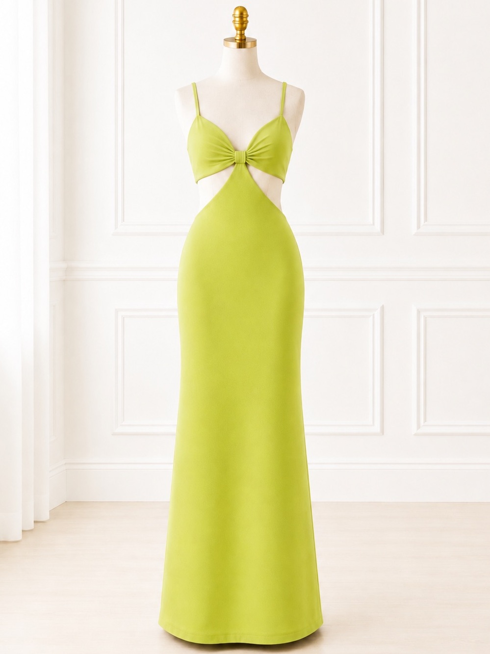 Mac Duggal 27110 Sage Green Cutout Midi Dress 2 NWT MSRP $398